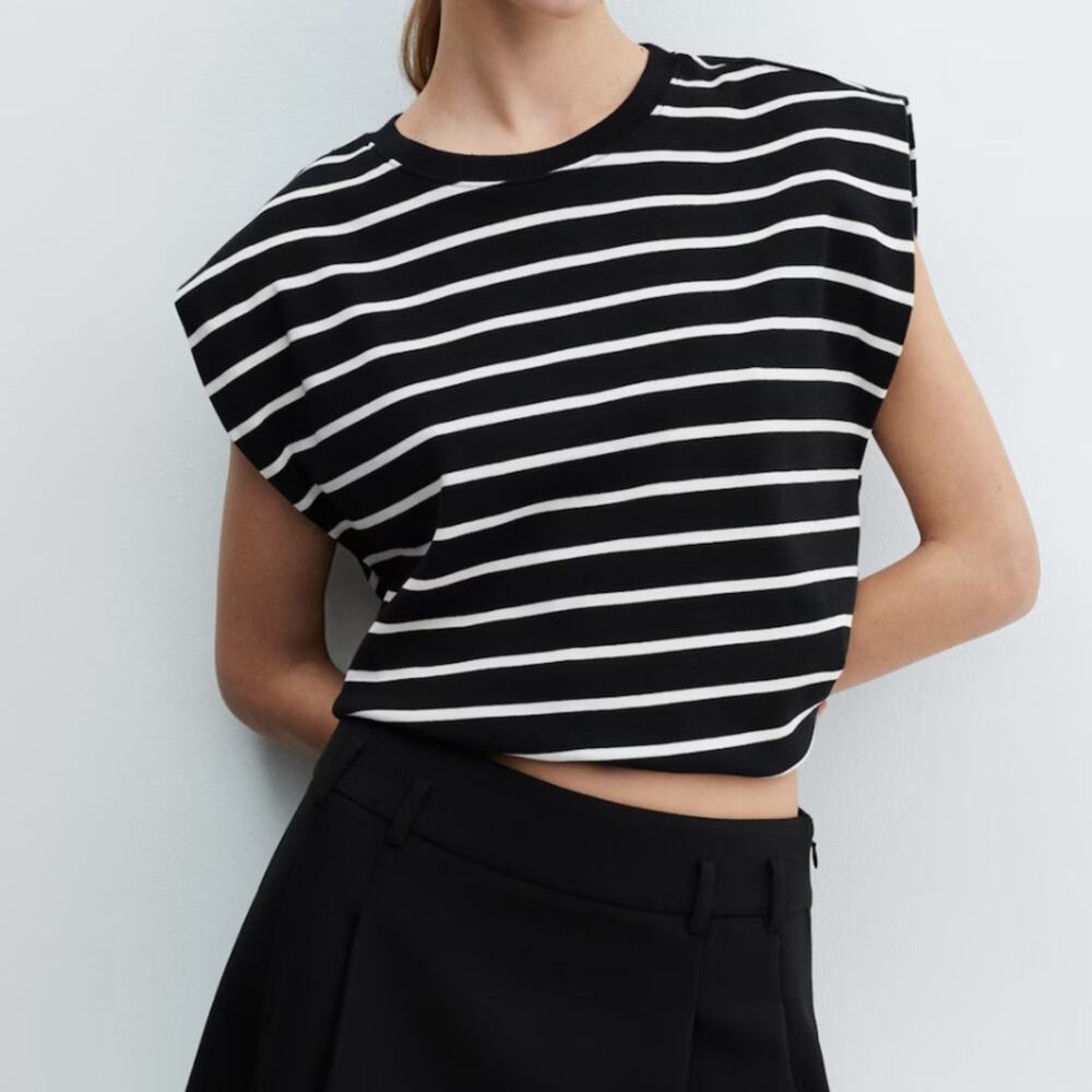 Mango Shoulder pad striped t-shirt - Picture 16 of 16